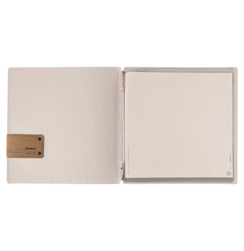 Porta Menu QUADRATO (23x23,1 cm) etichetta PATCH "menu" 2 buste (4 facciate) elastico rosso JUTA AVORIO