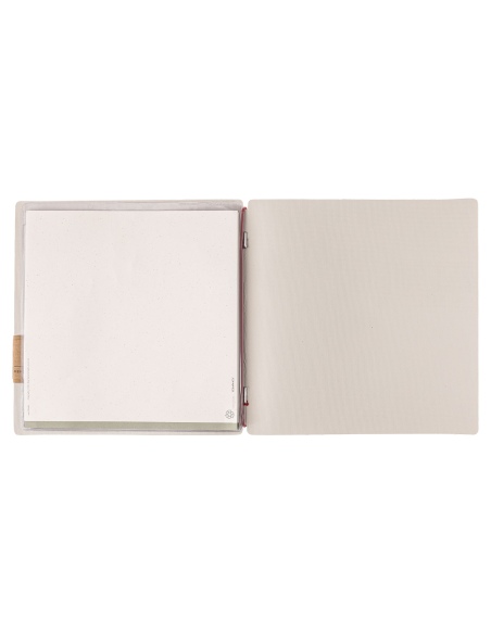 Porta Menu QUADRATO (23x23,1 cm) etichetta PATCH "menu" 2 buste (4 facciate) elastico rosso JUTA AVORIO