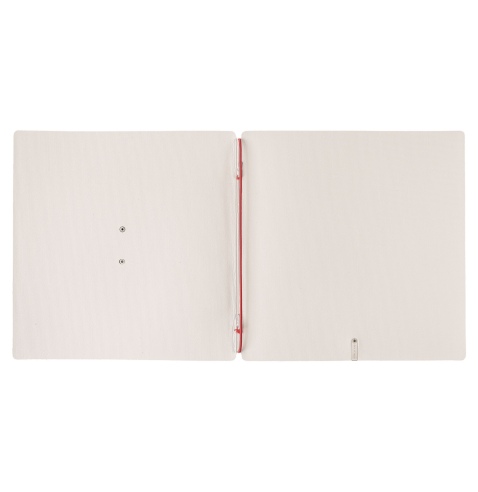 Porta Menu QUADRATO (23x23,1 cm) etichetta METAL "menu" solo elastico rosso JUTA AVORIO