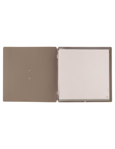Porta Menu QUADRATO (23x23,1 cm) etichetta METAL "personalizzata" (minimo 18 pezzi) 2 buste (4 facciate) elastico rosso JUTA CAM