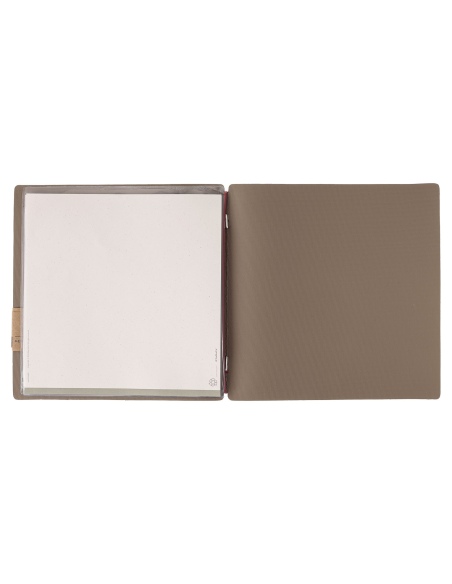 Porta Menu QUADRATO (23x23,1 cm) etichetta PATCH "personalizzata" (minimo 18 pezzi) 2 buste (4 facciate) elastico rosso JUTA CAM