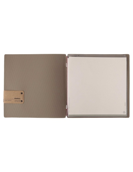 Porta Menu QUADRATO (23x23,1 cm) etichetta PATCH "menu" 2 buste (4 facciate) elastico rosso JUTA CAMMELLO