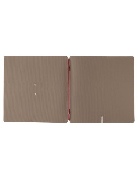 Porta Menu QUADRATO (23x23,1 cm) etichetta METAL "menu" solo elastico rosso JUTA CAMMELLO