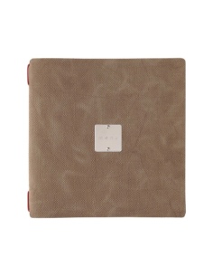 Porta Menu QUADRATO (23x23,1 cm) etichetta METAL "personalizzata" (minimo 18 pezzi) solo elastico rosso JUTA CAMMELLO