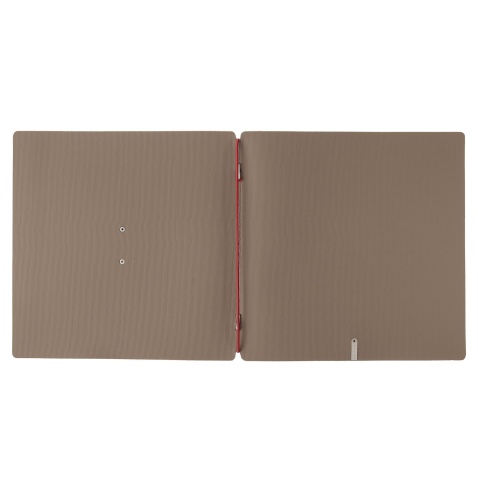 Porta Menu QUADRATO (23x23,1 cm) etichetta METAL "personalizzata" (minimo 18 pezzi) solo elastico rosso JUTA CAMMELLO
