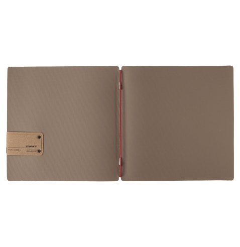 Porta Menu QUADRATO (23x23,1 cm) etichetta PATCH "personalizzata" (minimo 18 pezzi) solo elastico rosso JUTA CAMMELLO