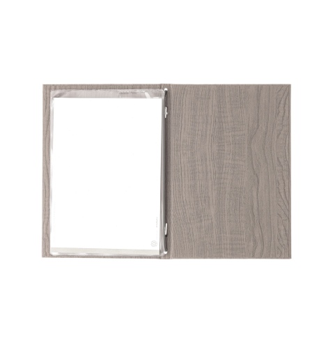 Porta Menu ITALY A5 (16,5x23,4 cm) - 2 buste (4 facciate) elastico nero - scritta menu - colore ROVERE