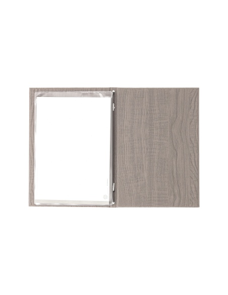 Porta Menu ITALY A5 (16,5x23,4 cm) - 2 buste (4 facciate) elastico nero - scritta menu - colore ROVERE