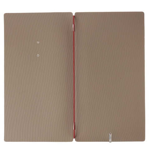 Porta Menu A4 SLIM (17,4x31,8 cm) etichetta METAL "menu" solo elastico rosso JUTA CAMMELLO