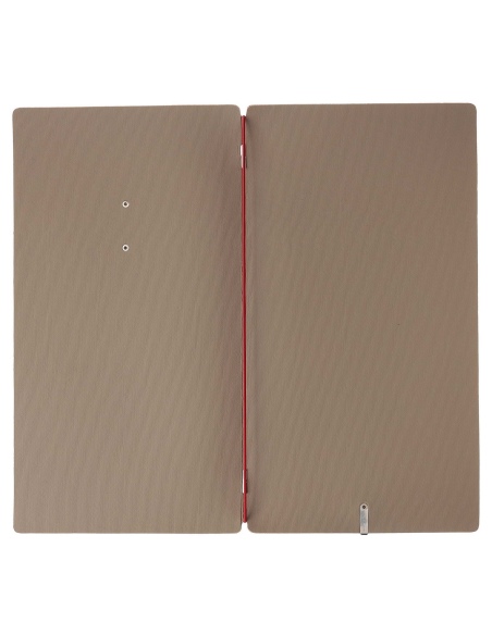 Porta Menu A4 SLIM (17,4x31,8 cm) etichetta METAL "menu" solo elastico rosso JUTA CAMMELLO