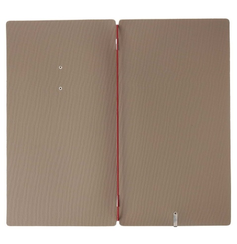 Porta Menu A4 SLIM (17,4x31,8 cm) etichetta METAL "personalizzata" (minimo 18 pezzi) solo elastico rosso JUTA CAMMELLO