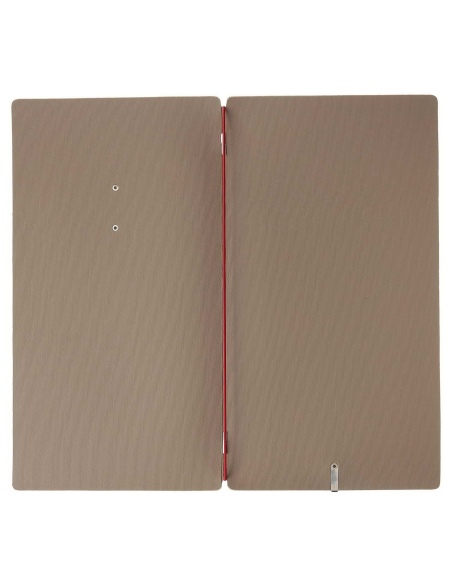 Porta Menu A4 SLIM (17,4x31,8 cm) etichetta METAL "personalizzata" (minimo 18 pezzi) solo elastico rosso JUTA CAMMELLO