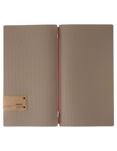 Porta Menu A4 SLIM (17,4x31,8 cm) etichetta PATCH "menu" solo elastico rosso JUTA CAMMELLO