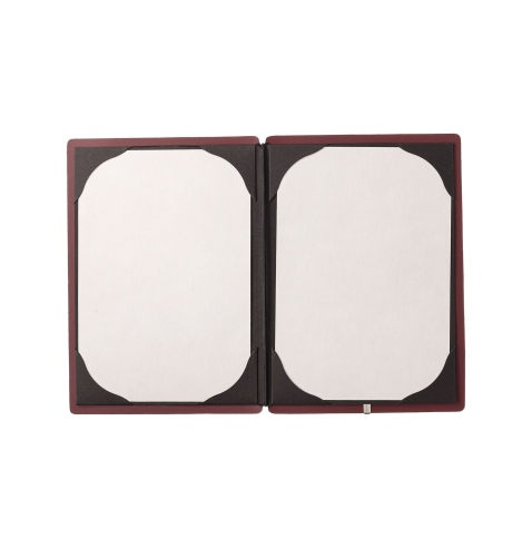 Porta Menu A5 (16,5x23,1 cm) senza etichetta cornicetta (4 facciate) elastico nero CHEF BORDEAUX