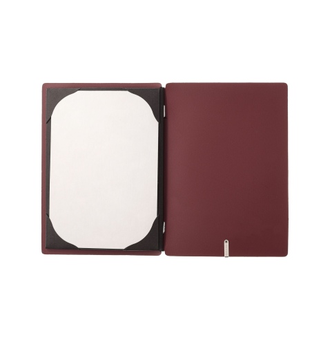 Porta Menu A5 (16,5x23,1 cm) senza etichetta cornicetta (4 facciate) elastico nero CHEF BORDEAUX