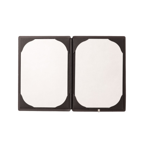 Porta Menu A5 (16,5x23,1 cm) senza etichetta cornicetta (4 facciate) elastico nero CHEF MARRONE