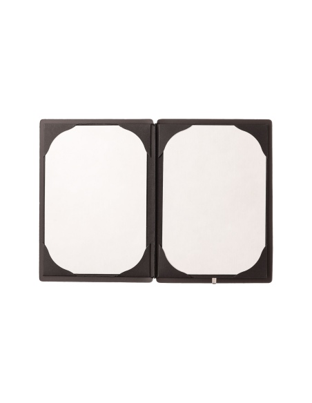 Porta Menu A5 (16,5x23,1 cm) senza etichetta cornicetta (4 facciate) elastico nero CHEF MARRONE