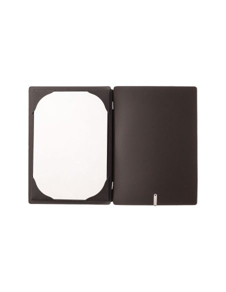 Porta Menu A5 (16,5x23,1 cm) senza etichetta cornicetta (4 facciate) elastico nero CHEF MARRONE