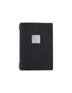 Porta Menu A5 (16,5x23,1 cm) etichetta METAL "menu" cornicetta (4 facciate) elastico nero CHEF NERO