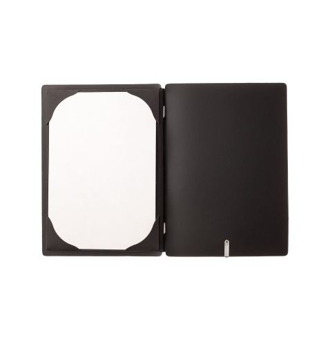 Porta Menu A5 (16,5x23,1 cm) senza etichetta cornicetta (4 facciate) elastico nero CHEF NERO