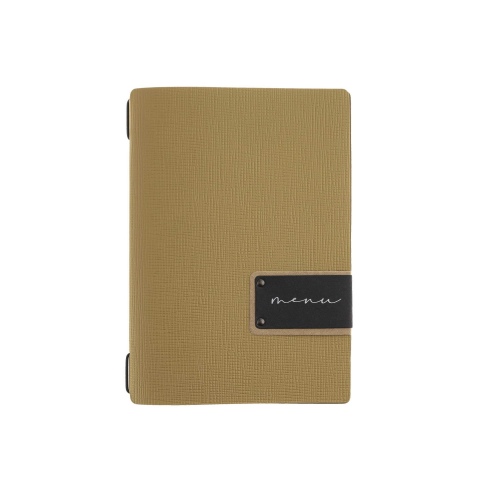 Porta Menu A5 (16,5x23,1 cm) etichetta PATCH "menu" cornicetta (4 facciate) elastico nero CHEF OCRA