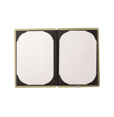 Porta Menu A5 (16,5x23,1 cm) senza etichetta cornicetta (4 facciate) elastico nero CHEF SALVIA