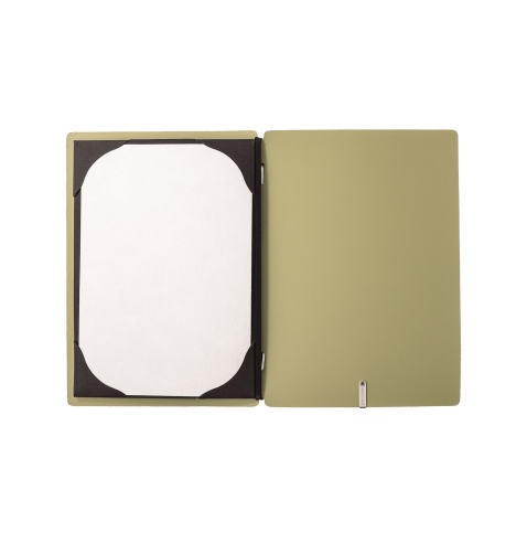 Porta Menu A5 (16,5x23,1 cm) senza etichetta cornicetta (4 facciate) elastico nero CHEF SALVIA