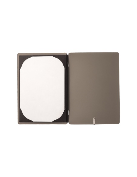 Porta Menu A5 (16,5x23,1 cm) etichetta METAL "personalizzata" (minimo 18 pezzi) cornicetta (4 facciate) elastico nero CHEF TORTO