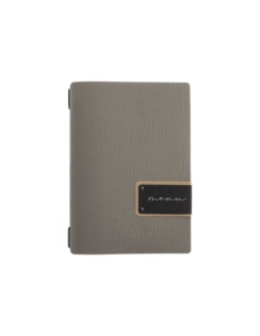 Porta Menu A5 (16,5x23,1 cm) etichetta PATCH "menu" cornicetta (4 facciate) elastico nero CHEF TORTORA