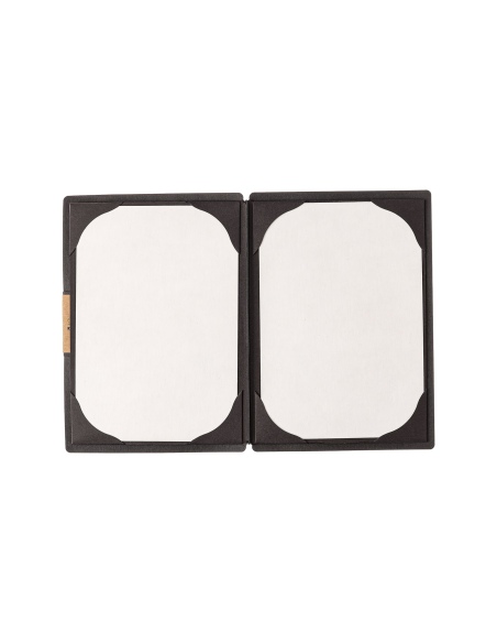 Porta Menu A5 (16,5x23,1 cm) etichetta PATCH "menu" cornicetta (4 facciate) elastico nero ECOMENU NERO sp. 0.6