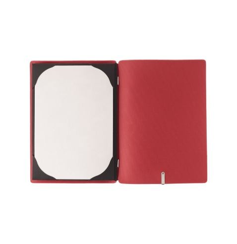 Porta Menu A5 (16,5x23,1 cm) senza etichetta cornicetta (4 facciate) elastico rosso JUTA BICOLOR