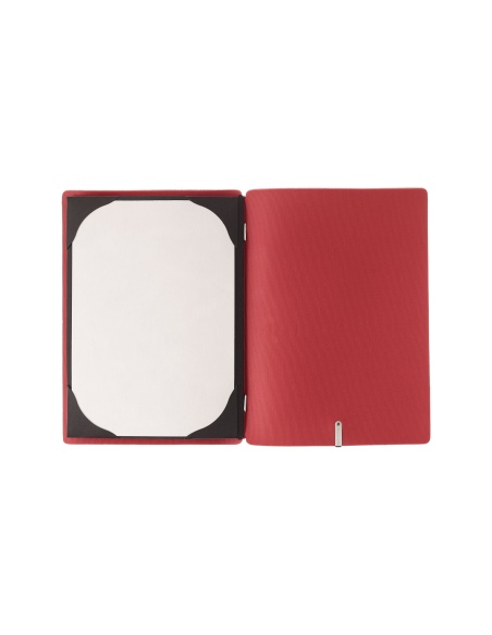 Porta Menu A5 (16,5x23,1 cm) senza etichetta cornicetta (4 facciate) elastico rosso JUTA BICOLOR