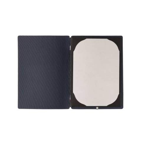 Porta Menu A5 (16,5x23,1 cm) senza etichetta cornicetta (4 facciate) elastico rosso JUTA BLU