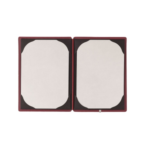 Porta Menu A5 (16,5x23,1 cm) senza etichetta cornicetta (4 facciate) elastico rosso JUTA BORDEAUX