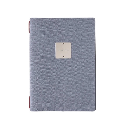 Porta Menu A5 (16,5x23,1 cm) etichetta METAL "menu" cornicetta (4 facciate) elastico rosso JUTA AVIO