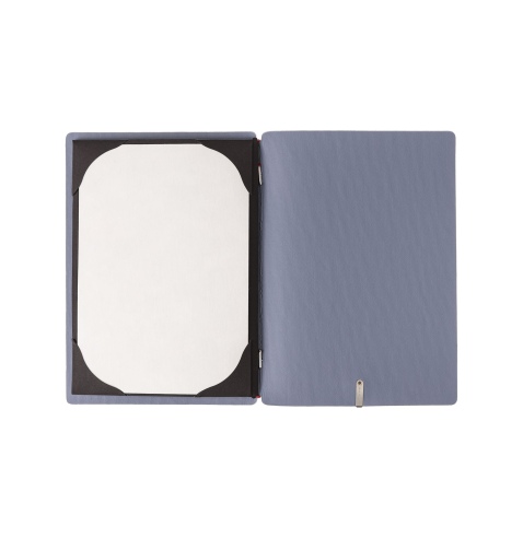 Porta Menu A5 (16,5x23,1 cm) etichetta METAL "menu" cornicetta (4 facciate) elastico rosso JUTA AVIO