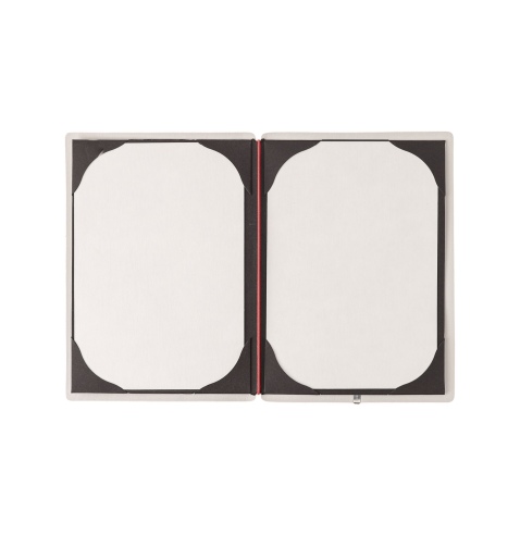 Porta Menu A5 (16,5x23,1 cm) senza etichetta cornicetta (4 facciate) elastico rosso JUTA AVORIO