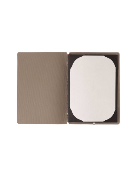 Porta Menu A5 (16,5x23,1 cm) senza etichetta cornicetta (4 facciate) elastico rosso JUTA CAMMELLO