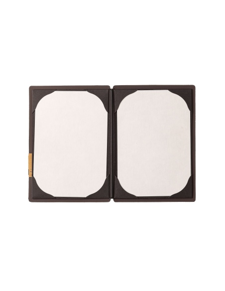 Porta Menu A5 (16,5x23,1 cm) etichetta PATCH "menu" cornicetta (4 facciate) elastico nero SUGHERO NATURALE sp. 1.4