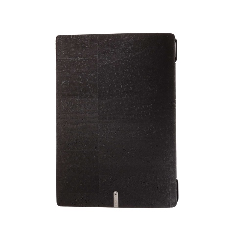 Porta Menu A5 (16,5x23,1 cm) senza etichetta cornicetta (4 facciate) elastico nero SUGHERO NERO sp. 2.5