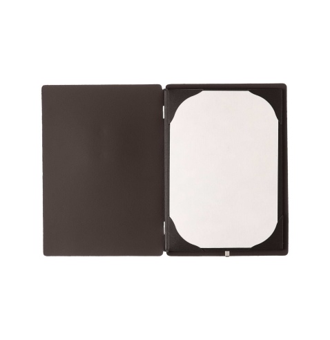 Porta Menu A5 (16,5x23,1 cm) senza etichetta cornicetta (4 facciate) elastico nero SUGHERO NERO sp. 2.5