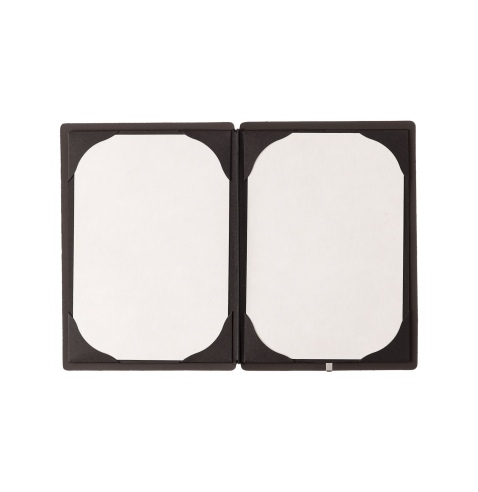 Porta Menu A5 (16,5x23,1 cm) senza etichetta cornicetta (4 facciate) elastico nero SUGHERO NERO sp. 2.5
