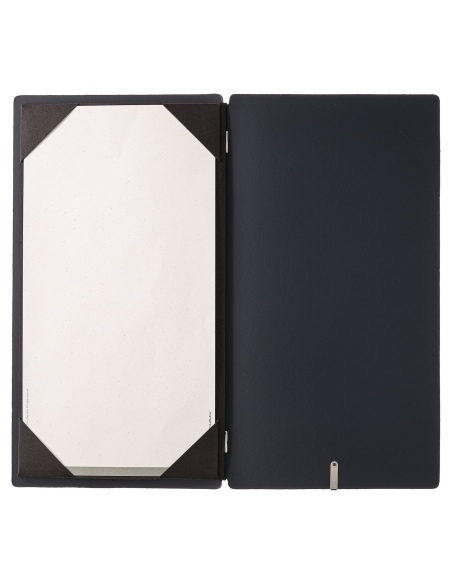 Porta Menu A4 SLIM (17,4x31,8 cm) senza etichetta cornicetta (4 facciate) elastico nero CHEF BLU