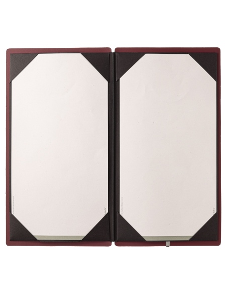 Porta Menu A4 SLIM (17,4x31,8 cm) etichetta METAL "personalizzata" (minimo 18 pezzi) cornicetta (4 facciate) elastico nero CHEF 