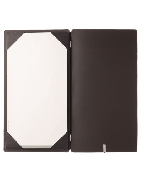 Porta Menu A4 SLIM (17,4x31,8 cm) senza etichetta cornicetta (4 facciate) elastico nero CHEF MARRONE
