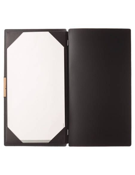 Porta Menu A4 SLIM (17,4x31,8 cm) etichetta PATCH "menu" cornicetta (4 facciate) elastico nero CHEF NERO