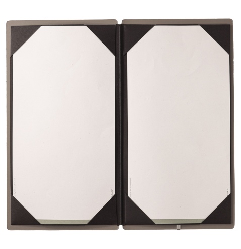 Porta Menu A4 SLIM (17,4x31,8 cm) senza etichetta cornicetta (4 facciate) elastico nero CHEF TORTORA