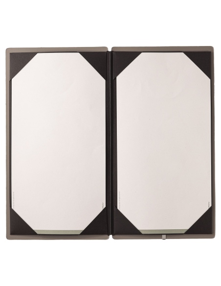 Porta Menu A4 SLIM (17,4x31,8 cm) senza etichetta cornicetta (4 facciate) elastico nero CHEF TORTORA