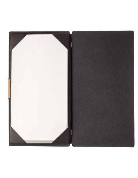 Porta Menu A4 SLIM (17,4x31,8 cm) etichetta PATCH "menu" cornicetta (4 facciate) elastico nero ECOMENU NERO sp. 0.6