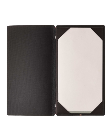 Porta Menu A4 SLIM (17,4x31,8 cm) senza etichetta cornicetta (4 facciate) elastico rosso JUTA NERO